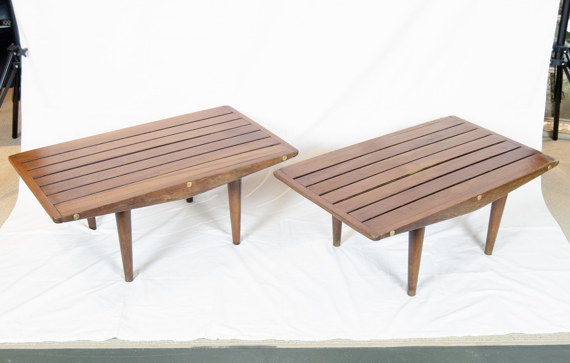 Studio-Made Slat Benches with Brass Accents