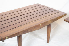 Studio-Made Slat Benches with Brass Accents