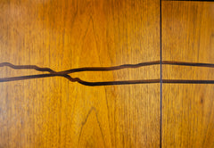 Contemporary Art Deco Influenced Inlaid Wood & Lacquer Bar Cabinet by Brownstone Furniture