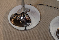 Pair of Chrome Floor Lamps with Opal Globe Shades by Elio Martinelli -Martinelli Luce