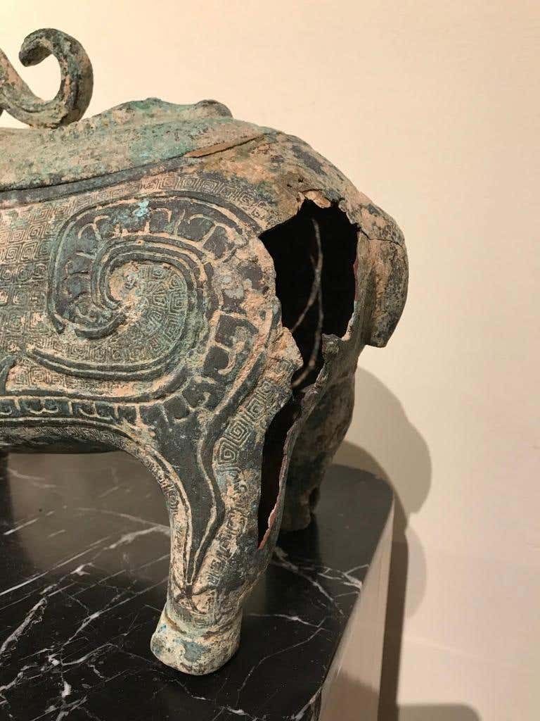 Chinese Archaistic Bronze Ritual Ram-Form Wine Vessel