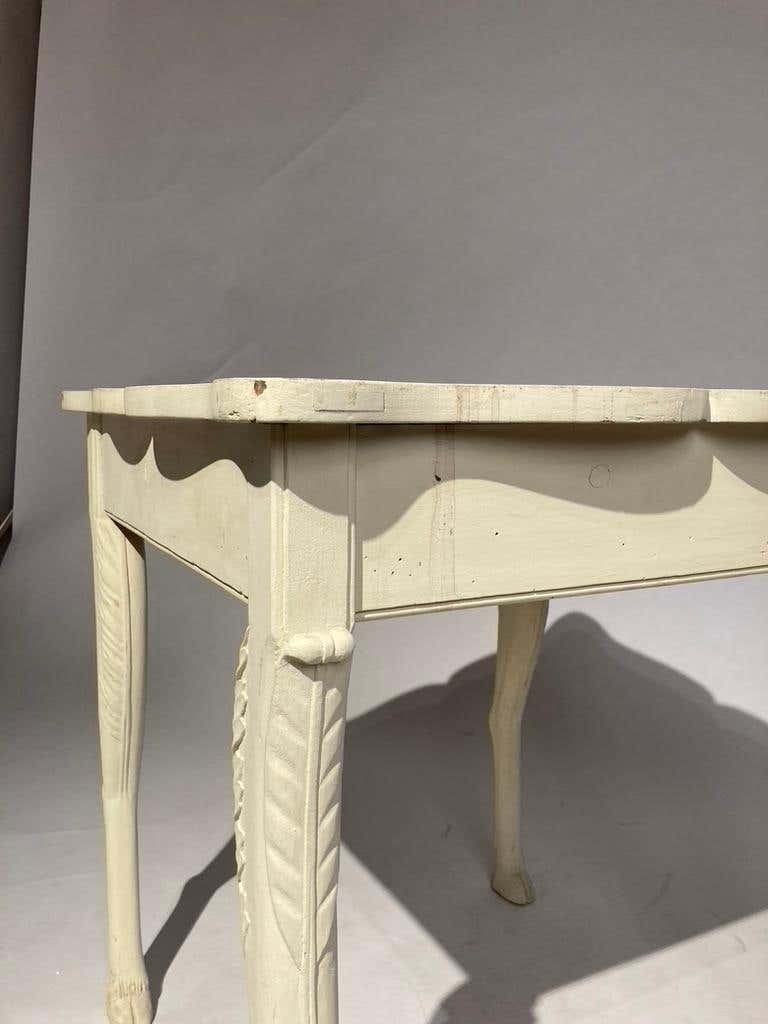 French Provincial Painted Side Table with Hoof Feet