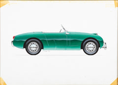 Original Signed Ink & Wash on Paper by American Automobile Artist Russell J. Von Sauers