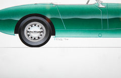 Original Signed Ink & Wash on Paper by American Automobile Artist Russell J. Von Sauers