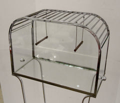 Art Deco Glass and Chrome Birdcage