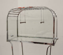 Art Deco Glass and Chrome Birdcage