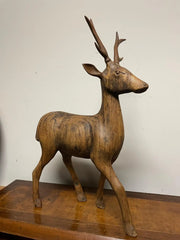 Swiss Black Forest Carved Walnut Stag