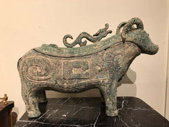 Chinese Archaistic Bronze Ritual Ram-Form Wine Vessel