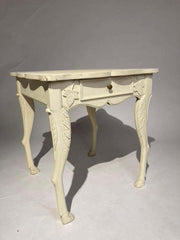French Provincial Painted Side Table with Hoof Feet