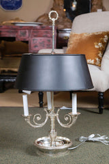 French Silver Plated Bronze Bouillotte Lamp