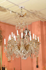 Louis XV - XVI Crystal and Bronze Chandelier