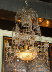 Neoclassical Dore Bronze and Crystal Chandelier