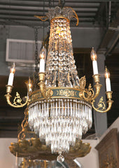 Caldwell Feather Crown Bronze & Crystal Chandelier