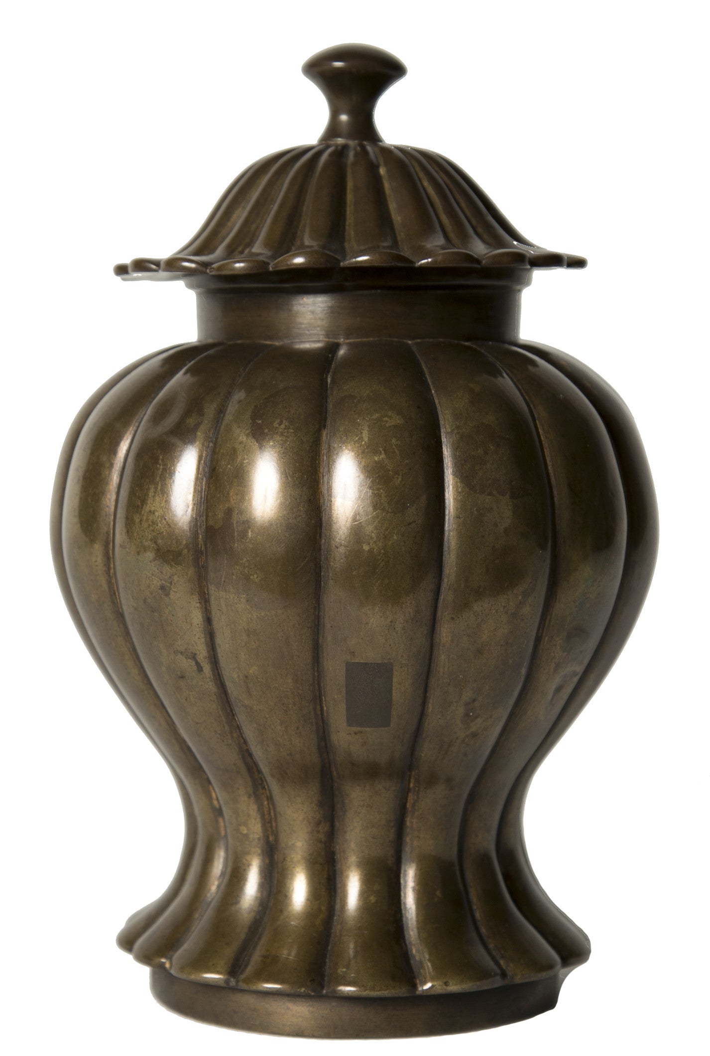 A Chinese Bronze Baluster form Vase and Cover