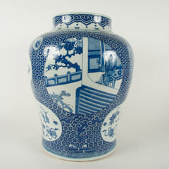 A Large Japanese Meiji Period Blue and White Baluster Vase