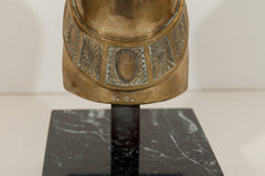 Brass Horse Head Sculpture on Marble Base