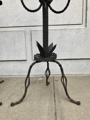 Pair of Italian Baroque Wrought Iron Five Light Candelabra