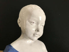 19th Century Glazed Ceramic Bust of a Boy by Cantagalli, Florence, Italy