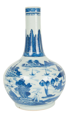 A 19th Century Chinese Blue and White Bottle Vase