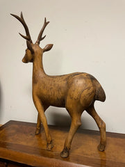 Swiss Black Forest Carved Walnut Stag