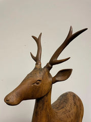 Swiss Black Forest Carved Walnut Stag