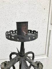 Pair of Italian Baroque Wrought Iron Five Light Candelabra