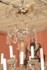 Louis XV - XVI Crystal and Bronze Chandelier