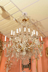 Louis XV - XVI Crystal and Bronze Chandelier