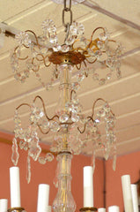 Louis XV - XVI Crystal and Bronze Chandelier