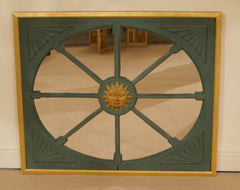 Antique French Sun Wood Frame with Later Additions & Mirror Plate