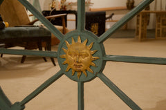 Antique French Sun Wood Frame with Later Additions & Mirror Plate