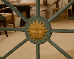 Antique French Sun Wood Frame with Later Additions & Mirror Plate