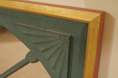 Antique French Sun Wood Frame with Later Additions & Mirror Plate