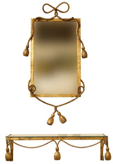 Gilt Metal Mirror and Shelf