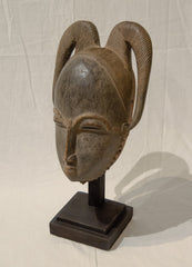 Vintage Carved Baoulé Mask on Stand