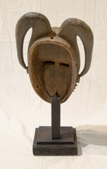 Vintage Carved Baoulé Mask on Stand
