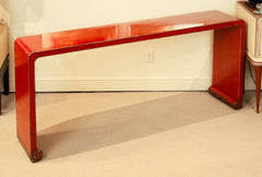 Red Lacquer Distressed Finish Chinoiserie Console