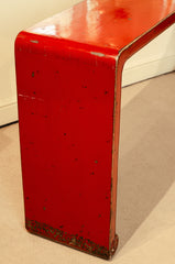 Red Lacquer Distressed Finish Chinoiserie Console
