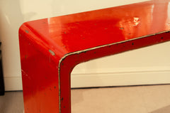 Red Lacquer Distressed Finish Chinoiserie Console