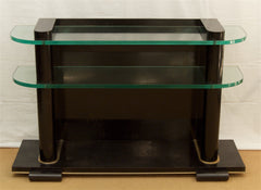 Art Deco Ebonized and Glass Console by De Coene Frères