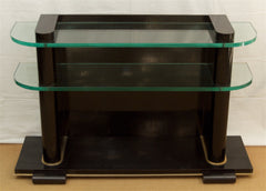 Art Deco Ebonized and Glass Console by De Coene Frères