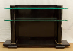 Art Deco Ebonized and Glass Console by De Coene Frères