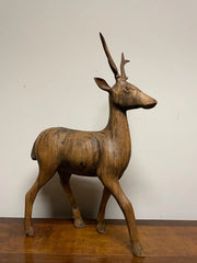 Swiss Black Forest Carved Walnut Stag