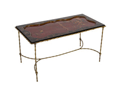 Exceptional 19th Century Japanese Lacquered Top Upon Bagues Brass Table Base