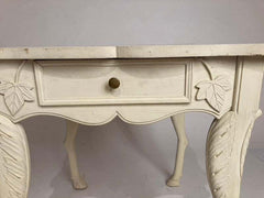 French Provincial Painted Side Table with Hoof Feet