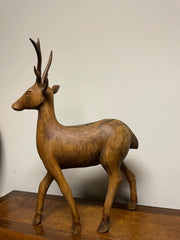 Swiss Black Forest Carved Walnut Stag