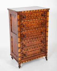 English Faux Bamboo Five Drawer Wellington Chest