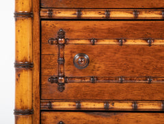English Faux Bamboo Five Drawer Wellington Chest