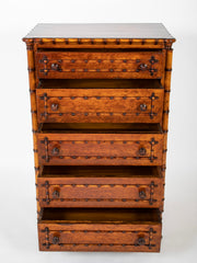 English Faux Bamboo Five Drawer Wellington Chest