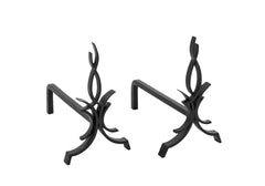 Pair of Black Wrought Iron Andirons by Raymond Subes